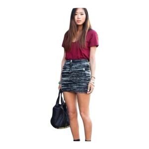 Isabel Marant Etoile Black Laura Boucle Knit Mini Skirt Wool Blend Size 2 Medium